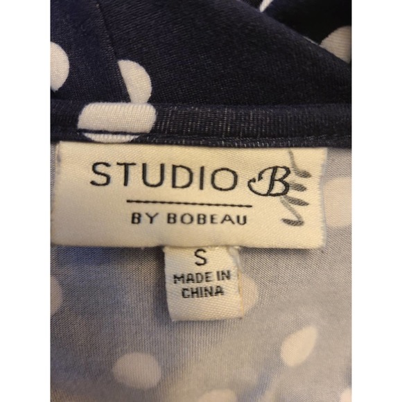EUC Studio B by Bobeau Navy Blue Polka Dot Long Sleeve Dress Size S - Picture 5 of 6